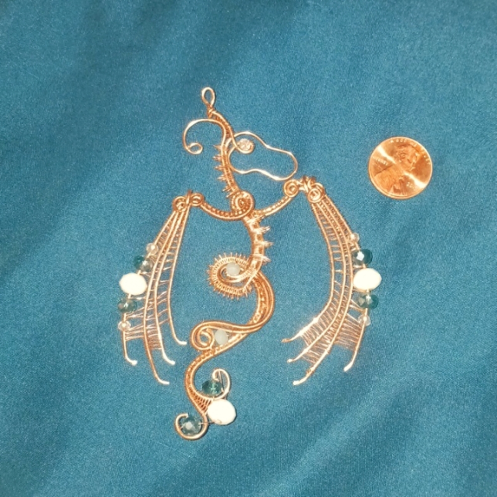 Wire wrapped dragon pendant